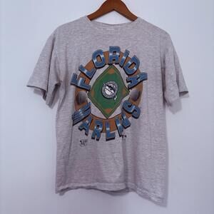 Vintage Florida Marlins Gray T Shirt Mens Size M Logo Made in USA